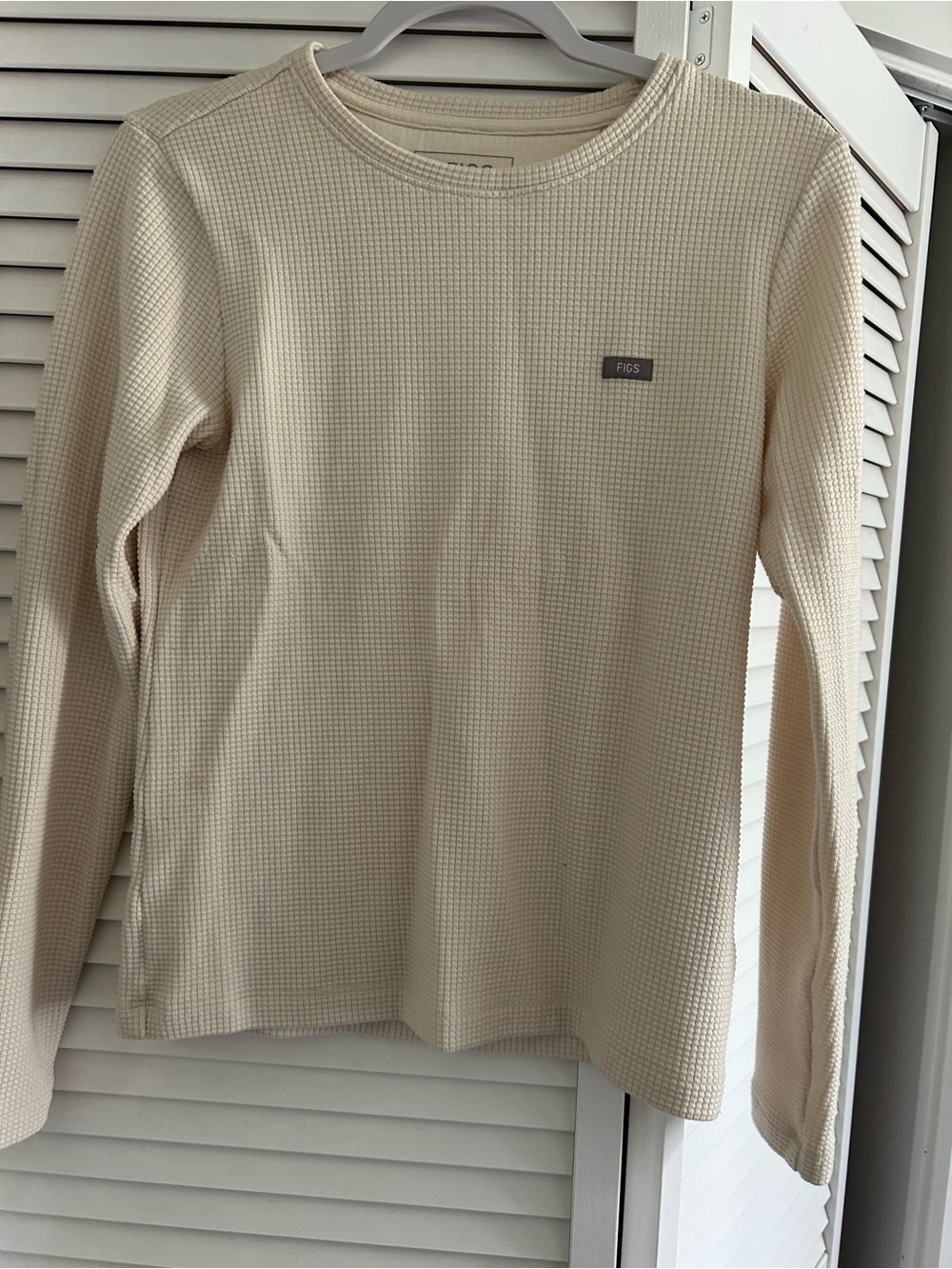 Figs Cream Waffle Long Sleeve Top